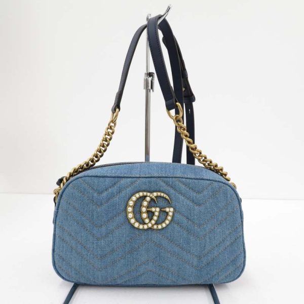 imgrc0084969914 Gucci GG Marmont Cotton Denim Shoulder Bag Blue