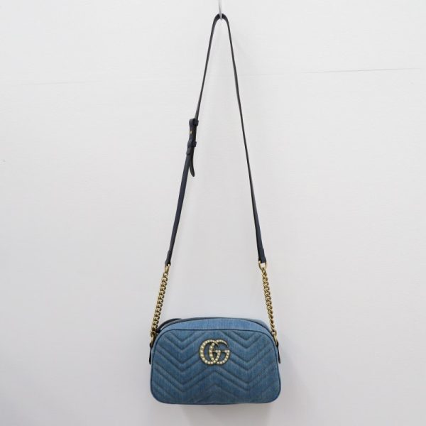 imgrc0084969923 Gucci GG Marmont Cotton Denim Shoulder Bag Blue