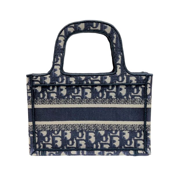 imgrc0085264090 Christian Dior Book Tote Mini Bag Oblique Embroidery Navy