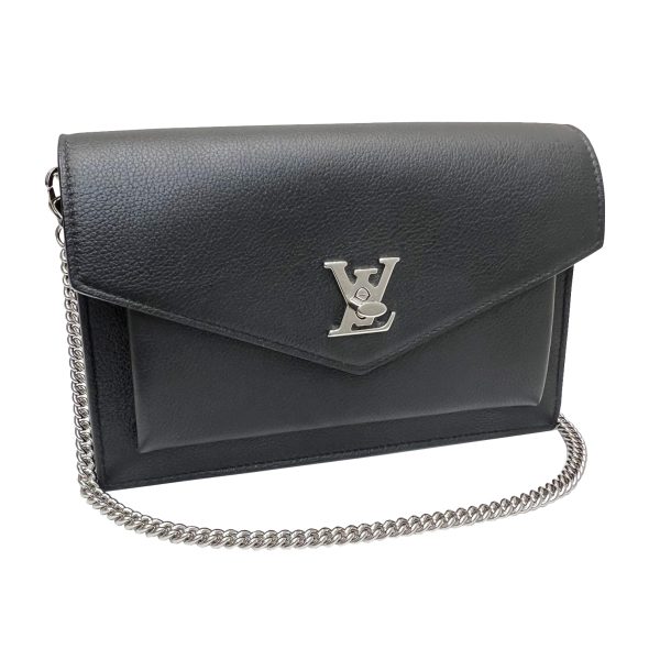 imgrc0085626237 Louis Vuitton Pochette Lock Me Chain Wallet Calf Leather Black