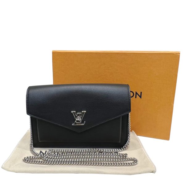 imgrc0085626247 Louis Vuitton Pochette Lock Me Chain Wallet Calf Leather Black