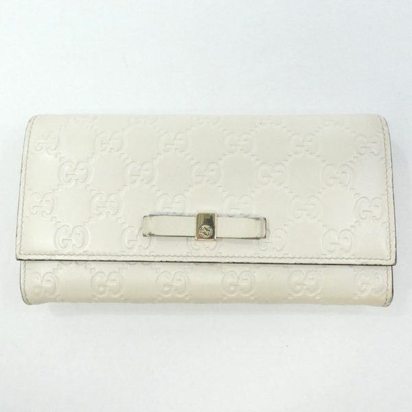 imgrc0085689791 Gucci Hook Ribbon Bi FLong Wallet White