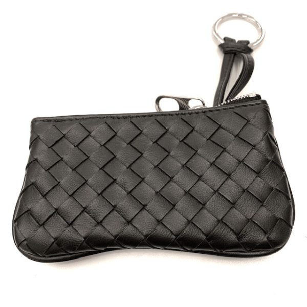 imgrc0085991997 Bottega Veneta Intrecciato Coin Case with Key Ring Black