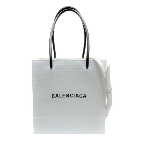 imgrc0086043407 BALENCIAGA Shopping Tote Bag 2WAY Leather White Black