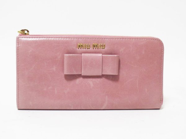 imgrc0086048492 Miu Miu Long Wallet L shaped Calf Pink Ribbon