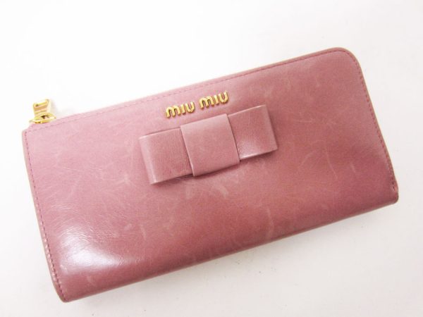 imgrc0086048494 Miu Miu Long Wallet L shaped Calf Pink Ribbon