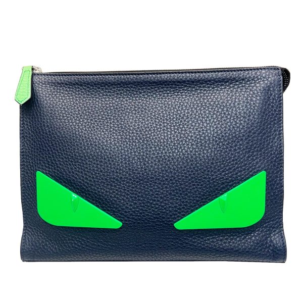 imgrc0086284327 FENDI Monster Clutch Bag Navy Green