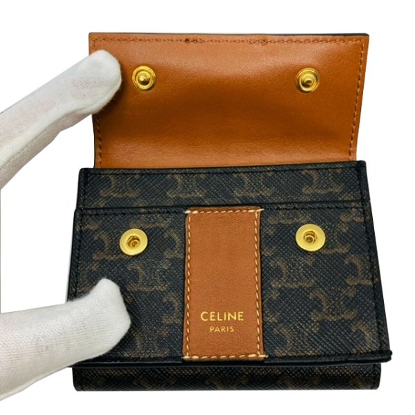 imgrc0086703289 CELINE Small Trifold Wallet Triomphe Canvas Tan