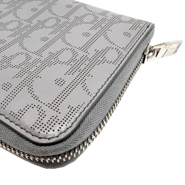 imgrc0086844179 Christian Dior Oblique Galaxy Trotter Long Wallet Zippy Wallet Calf Gray