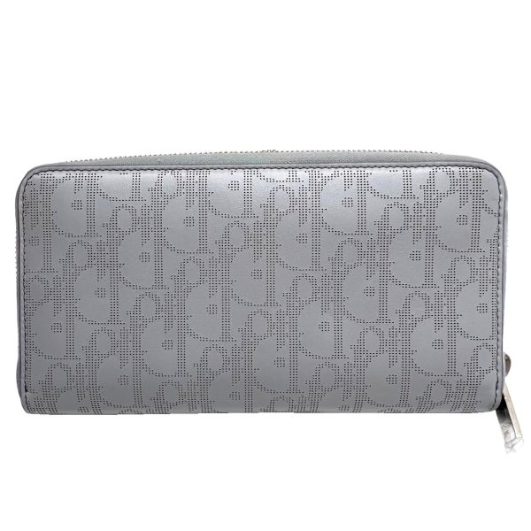 imgrc0086844181 Christian Dior Oblique Galaxy Trotter Long Wallet Zippy Wallet Calf Gray