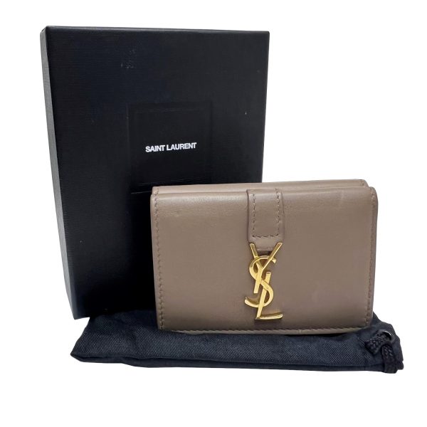 imgrc0087089448 Saint Laurent Trifold Wallet Mini Wallet Beige Brown