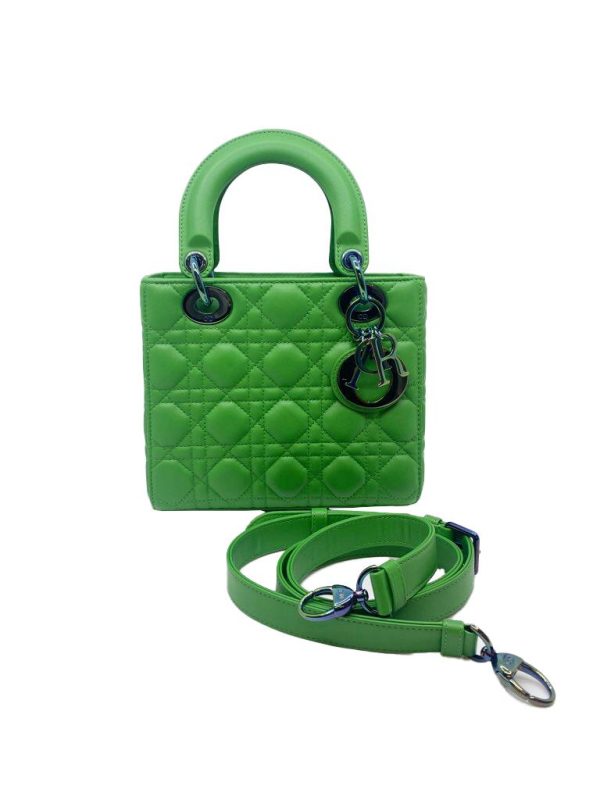 imgrc0087130115 Christian Dior Lady Dior Small 2WAY Handbag Enamel Green