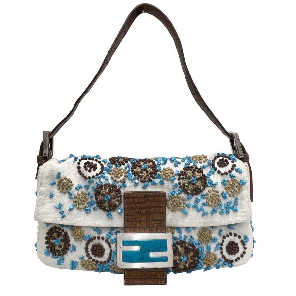 imgrc0087417761 FENDI Mamma Bucket Handbag Turquoise Ivory