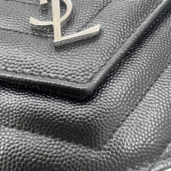 imgrc0087987700 Saint Laurent Monogram Envelope Chain Wallet Leather Silver