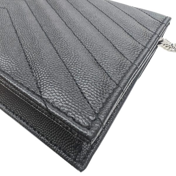 imgrc0087987702 Saint Laurent Monogram Envelope Chain Wallet Leather Silver