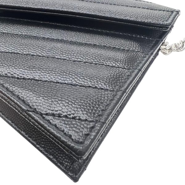 imgrc0087987703 Saint Laurent Monogram Envelope Chain Wallet Leather Silver