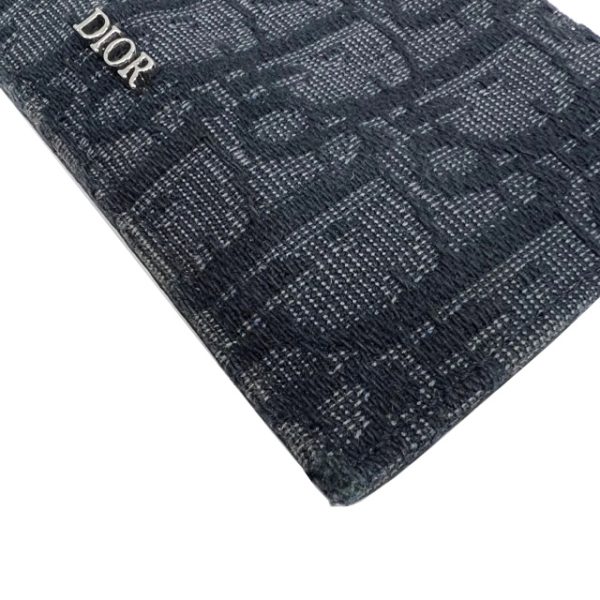 imgrc0088332442 Christian Dior Oblique Jacquard Zip Card Holder Coin Purse Canvas Leather