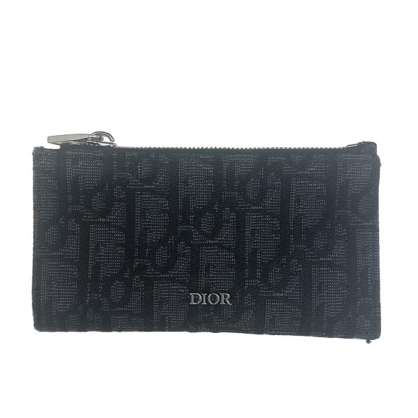 imgrc0088332811 Christian Dior Oblique Jacquard Zip Card Holder Coin Purse Canvas Leather