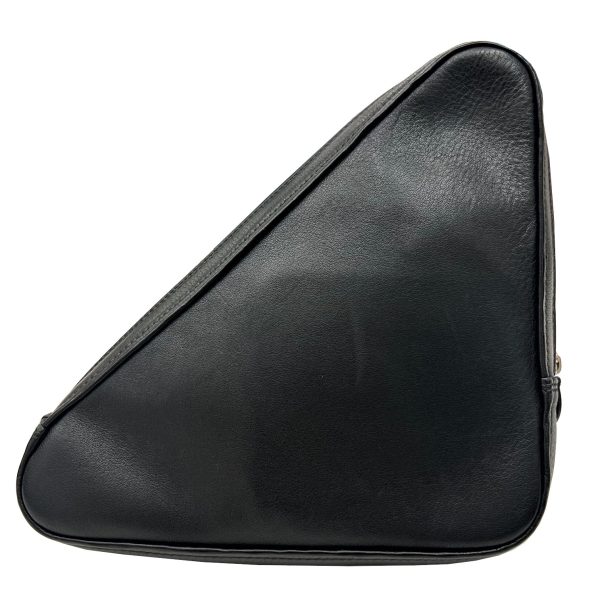 imgrc0088340442 BALENCIAGA Triangle Clutch Bag Leather Black