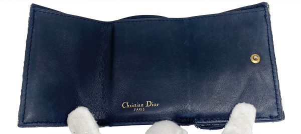 imgrc0089072639 Christian Dior Saddle Compact Wallet Oblique Jacquard Navy