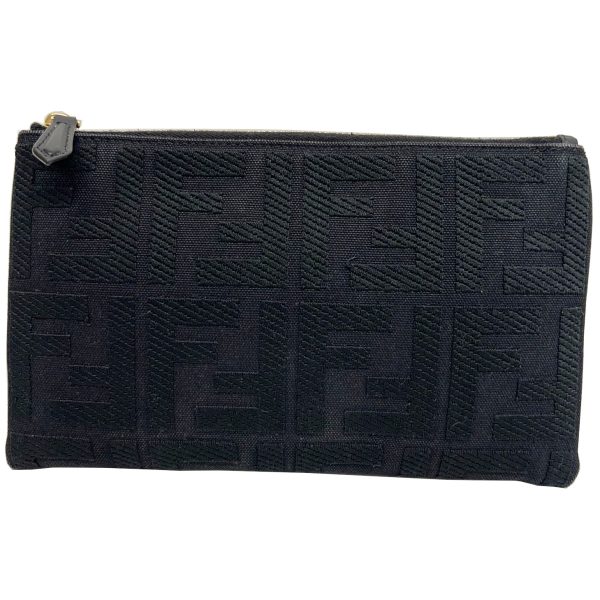 imgrc0089078956 FENDI FF Logo Small Flat Pouch Canvas Black