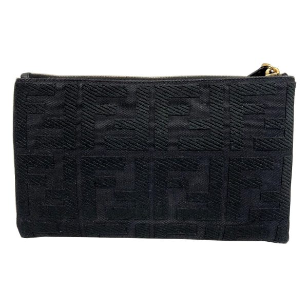 imgrc0089078957 FENDI FF Logo Small Flat Pouch Canvas Black