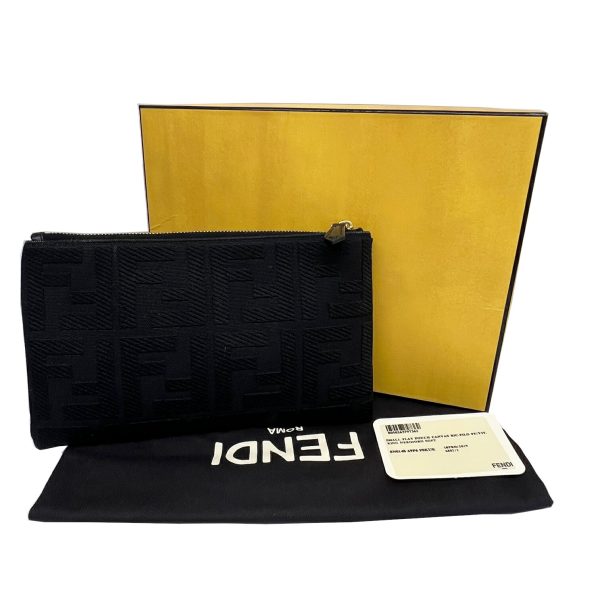 imgrc0089078963 FENDI FF Logo Small Flat Pouch Canvas Black