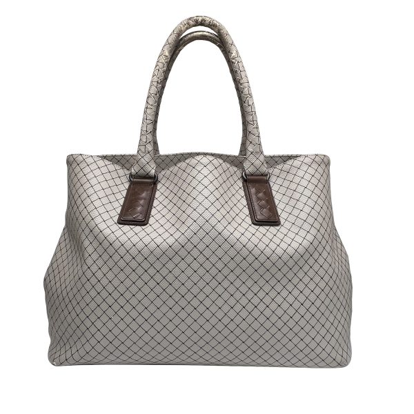 imgrc0089126555 Bottega Veneta Marco Polo Intreccio Jet Tote Bag PVC Beige Dark Brown