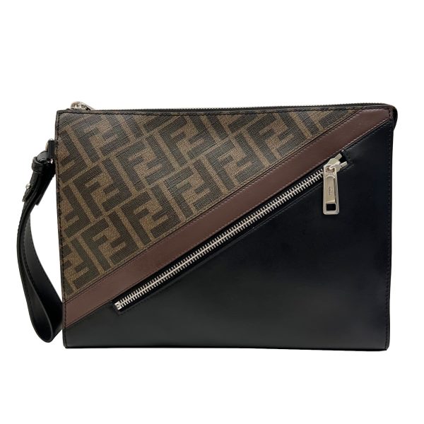 imgrc0089470659 FENDI Flat Slim Clutch Pouch Brown Black