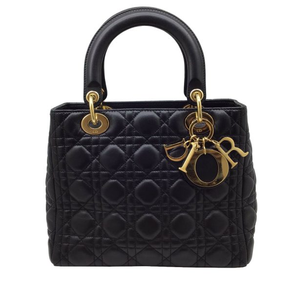 imgrc0089536710 Christian Dior Lady Dior Cannage 2WAY Handbag Leather Black