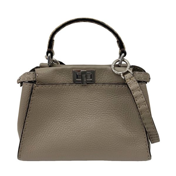 imgrc0089772798 FENDI Selleria Mini Peekaboo Handbag Beige