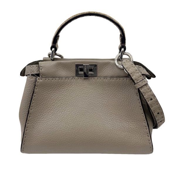 imgrc0089772799 FENDI Selleria Mini Peekaboo Handbag Beige