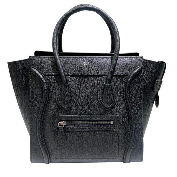 imgrc0089798623 CELINE Luggage Micro Shopper Handbag Leather Black