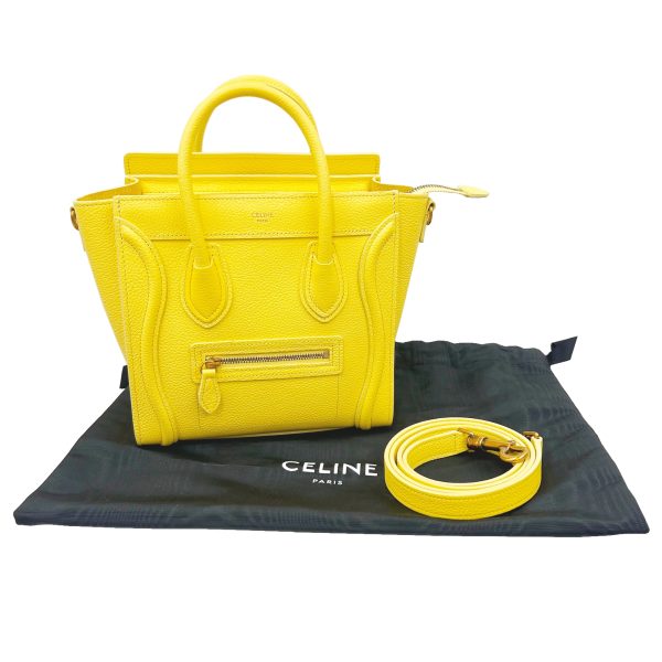 imgrc0090151011 CELINE Nano Luggage Bag Calfskin 2WAY Shoulder Bag Yellow