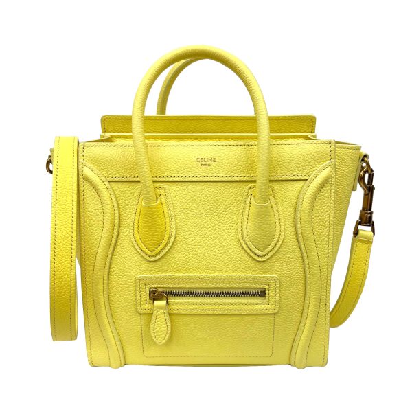 imgrc0090151012 CELINE Nano Luggage Bag Calfskin 2WAY Shoulder Bag Yellow