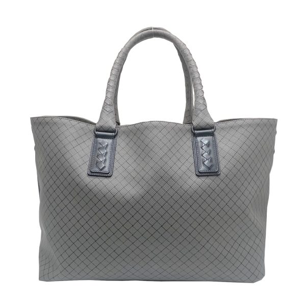 imgrc0090323889 Bottega Veneta Marco Polo Intreccio Jet Tote Bag PVC Gray