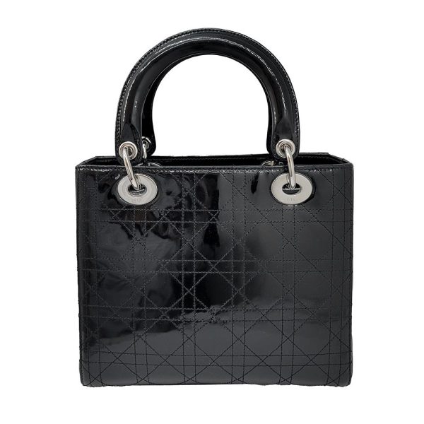 imgrc0090388379 Dior Lady Dior Cannage Patent Enamel Handbag Black