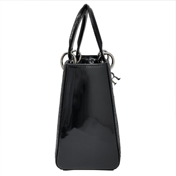 imgrc0090388380 Dior Lady Dior Cannage Patent Enamel Handbag Black