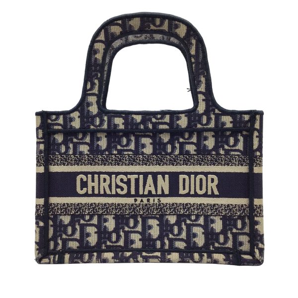 imgrc0090432920 Christian Dior Book Tote Mini Bag Oblique Embroidery Navy