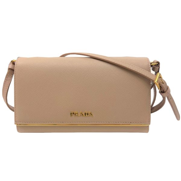 imgrc0090502155 PRADA Saffiano Shoulder Wallet Leather Pink Beige