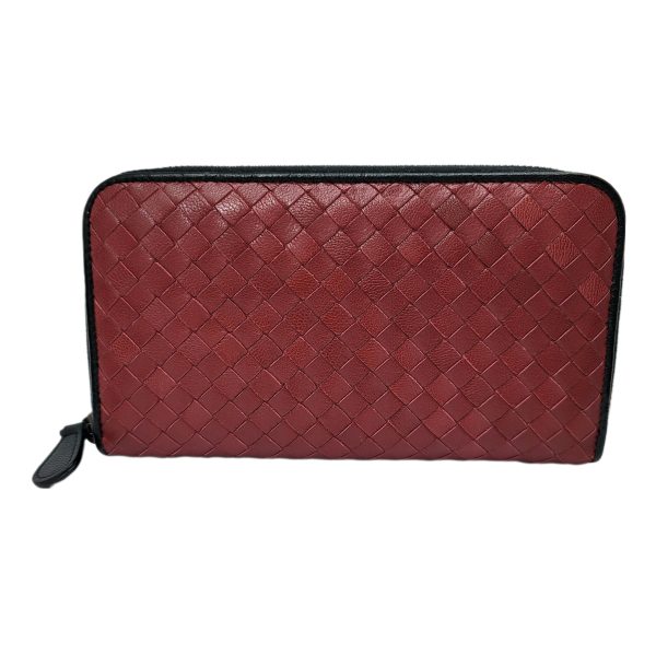 imgrc0090754607 Bottega Veneta Intrecciato Long Wallet Round Zipper Red Black