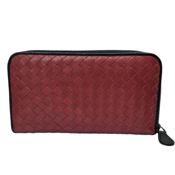 imgrc0090754613 Bottega Veneta Intrecciato Long Wallet Round Zipper Red Black