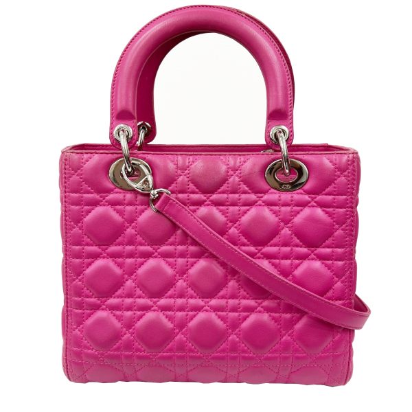 imgrc0090762210 Christian Dior Lady Dior Cannage 2WAY Handbag Lambskin Pink