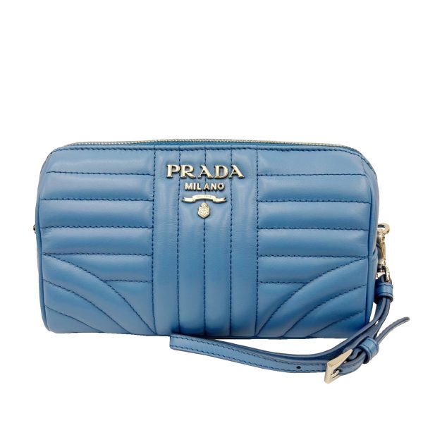 imgrc0090775202 PRADA Diagram Pouch Calf Leather Blue