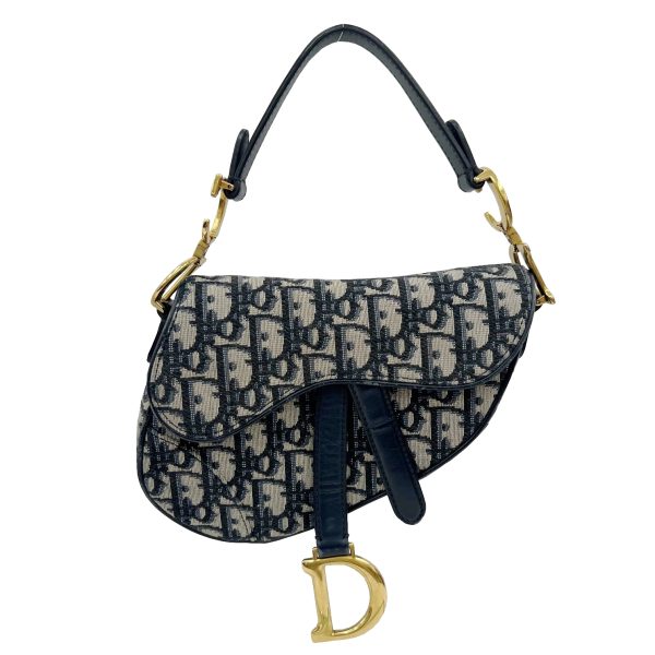 imgrc0090875982 Christian Dior Mini Saddlebag Oblique Jacquard Blue