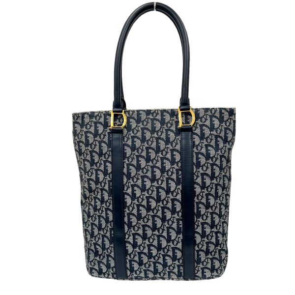 imgrc0091202805 Christian Dior Trotter Logo Handbag Tote Canvas Leather Blue