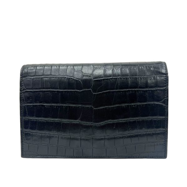 imgrc0091303689 Saint Laurent Kate Tassel Chain Wallet Croco Embossed Black