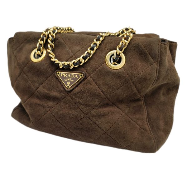 imgrc0091399853 PRADA Chain Shoulder Bag Vintage Suede Gold