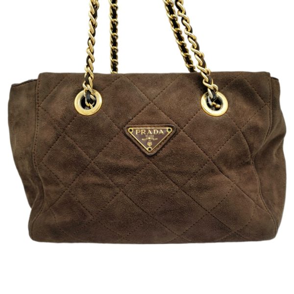 imgrc0091399854 PRADA Chain Shoulder Bag Vintage Suede Gold