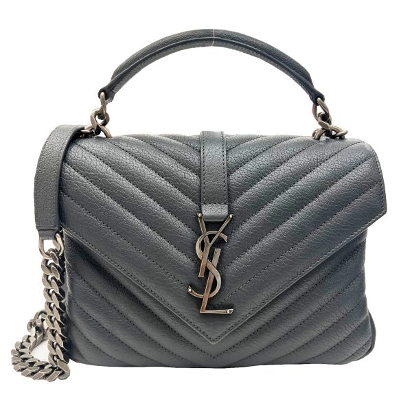 imgrc0091513866 Saint Laurent College Chain Shoulder Bag 2WAY Bag Leather Gray